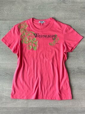 Y2K Baleno Wednesday Pink Graphic Tee